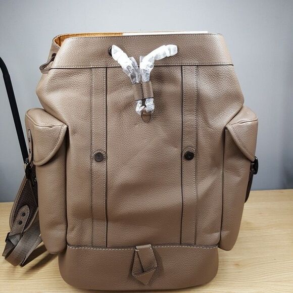 COACH Mens Hitch Backpack Pebbled Leather Suede Lining in Dark Stone - Picture 7 of 13